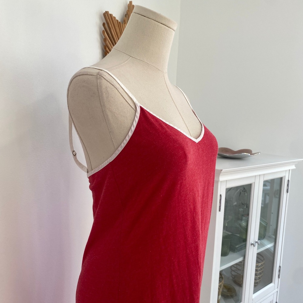 Victoria's Secret Red White Trim Cami Mini Dress Loungewear Coquette M - Picture 4 of 12